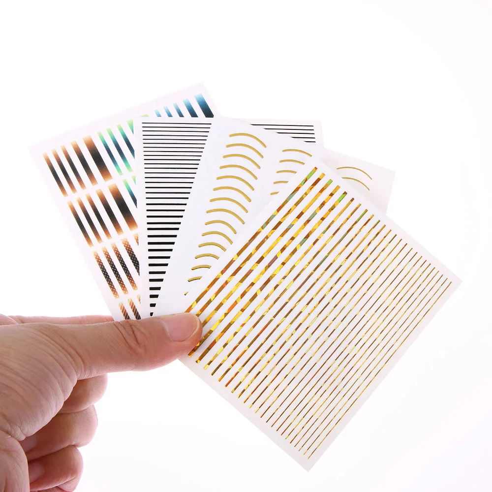 

Woman Fashion 3D Nail Sticker Gradient Striped Colorful Lines Water Transfer Stickers Nail Art Decoration DIY Nail Art TOOL