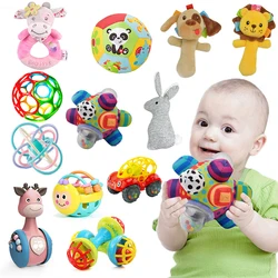 Hochet en tissu doux pour bébé, boule de jeu en peluche de 8 à 10cm avec clochette, animaux de dessin animé, jouets sensoriels éducatifs, cadeau 
