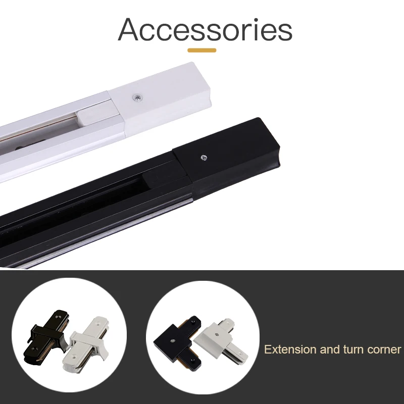 Led Track Light Rail 0.5M 1M Black White Aluminum 2 Wire System Track Lighting for Spotlights afbeelding