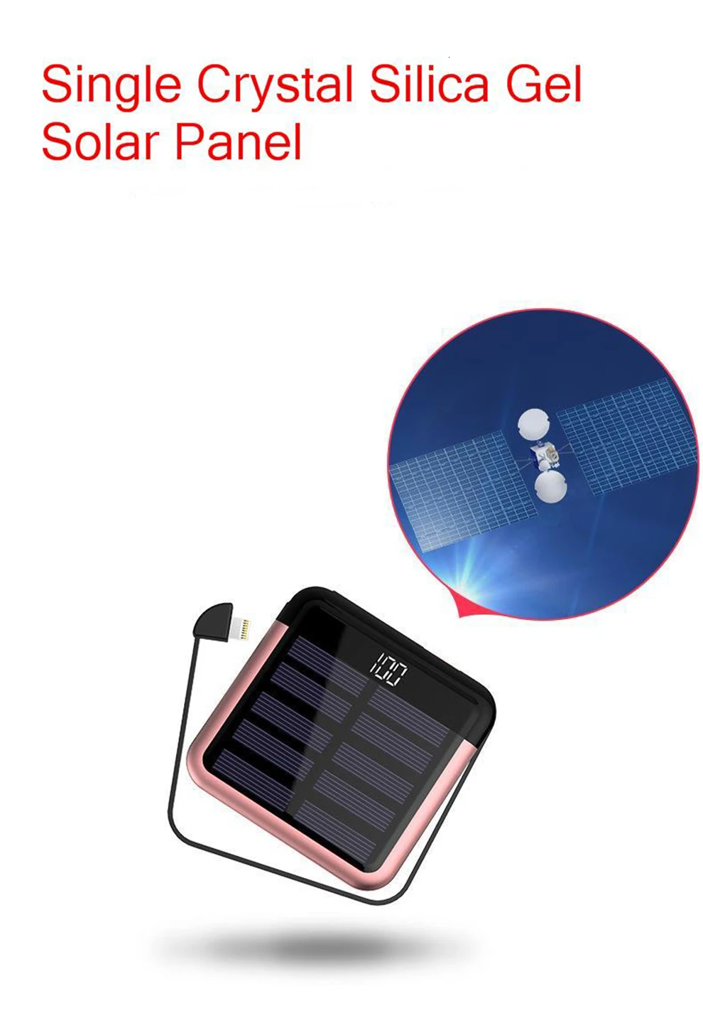Vogek мини банк солнечной энергии 5000 мАч тонкий 3 в 1 Встроенная линия портативное зарядное устройство Внешний аккумулятор светодиодный дисплей внешний аккумулятор