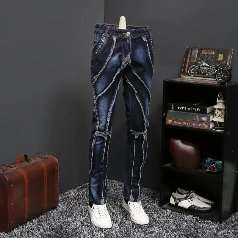 

2020 Autumn Male Personality Self-cultivation Directly Canister Long Pants Tide Brand Designer Jeans Erkek Jean Pantolon