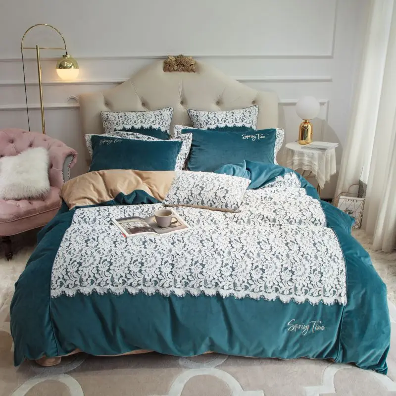 Новый роскошный зимний синий розовый желтый флис ткань белый кружево вышивка