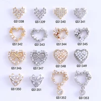 5 unids/pack 3d arte de uñas decoración encantos dijes de corazón de plata/De Oro Zircon/perlas de diamantes de imitación de Metal joyas para manicura accesorios # ZG1578