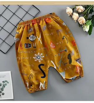 

Garmen Boy and girl Children Summer Bloomers Air Conditioner Pants Defence Mosquito Pants Pattern Cartoon Seven Part Pants