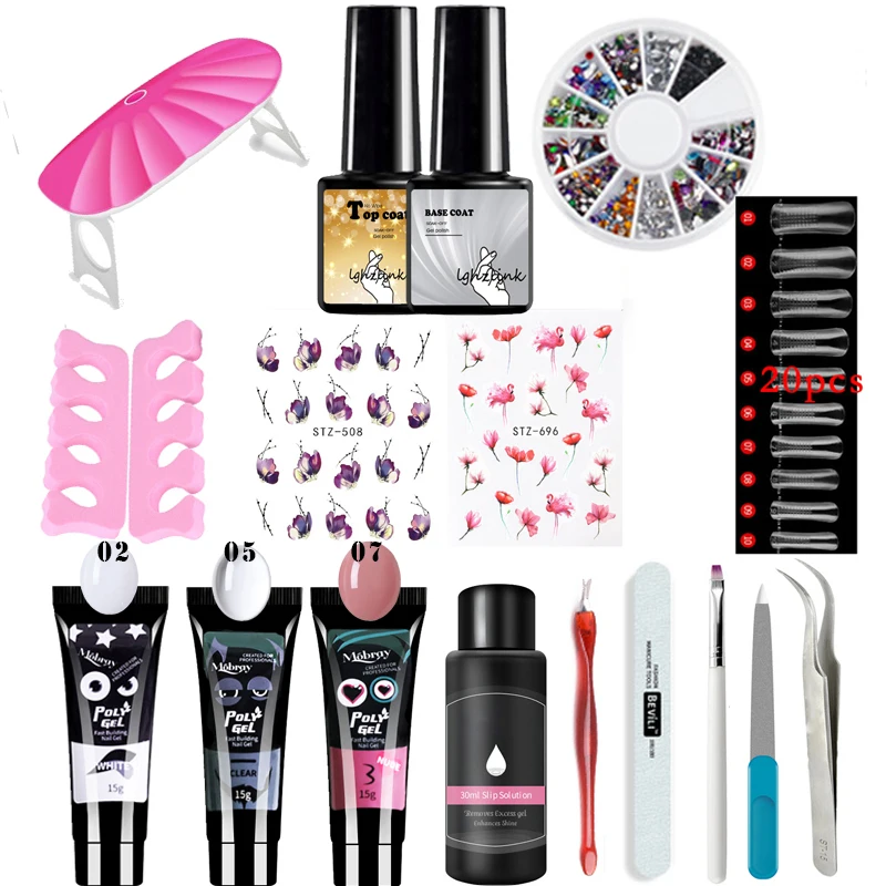 020507 17pcs PolyGel Set For Lamp For Nail Drill Machine Gel Nail Polish Set Builder Gel Electric Manicure Nail Art Tool Manicure Set - Цвет: 020507