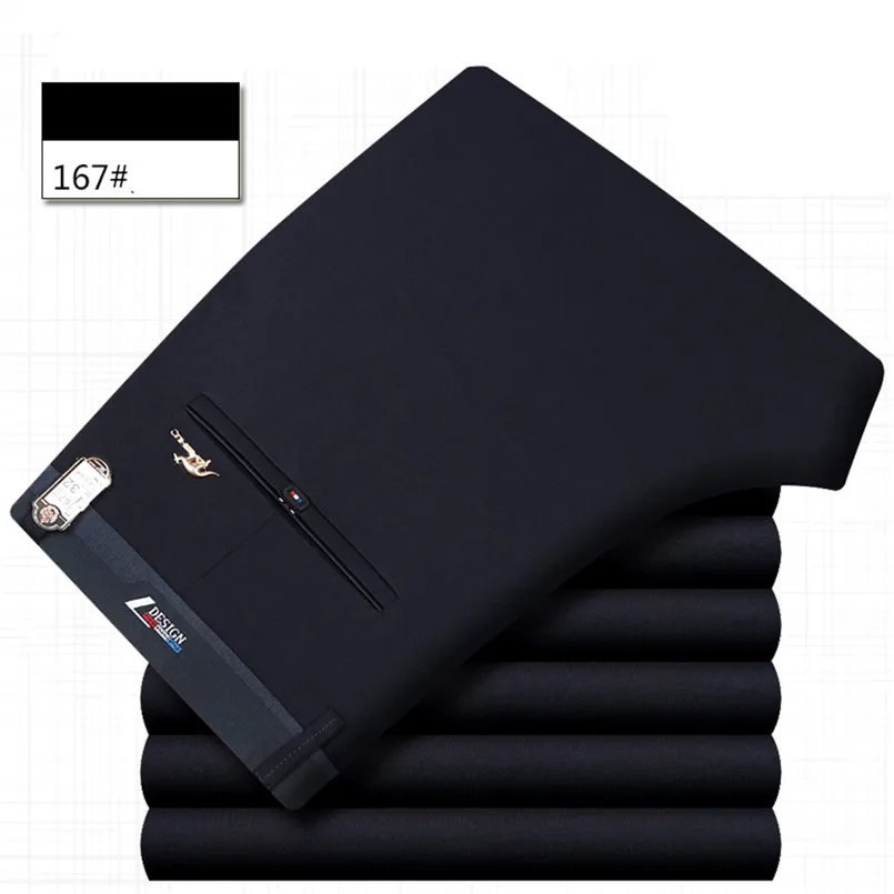 

Mens Trouser formal Business Smart Casual Pants Men Polyester Cotton Classic Straight Men Pants Black Gray Blue 2020 New