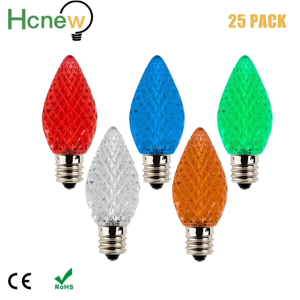 25pcs LED Replacement Christmas Light Bulbs C7 E12 Sockets 110V 220V Kids Room Wedding Party Decor for Outdoor String Light