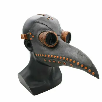 

Plague Doctor Latex Mask Halloween Costume Long Nose Beak Bird Raven Crow Cosplay PU Leather Steampunk Halloween