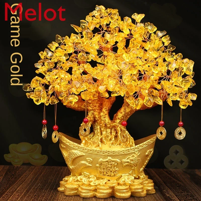 Citrine Fortune Tree Decoration Lucky Living Room Home Creative Wine Cabinet TV Cabinet Decorations Housewarming Gift Collection