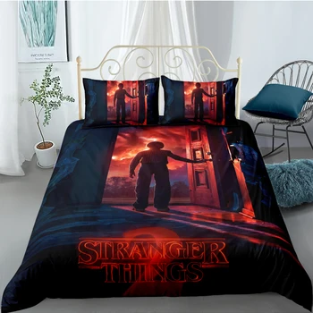 

Dropshipping 3D Anime Printed Pillowcases Bedding Set Queen King Size Boy gift Movie cartoon Stranger Things