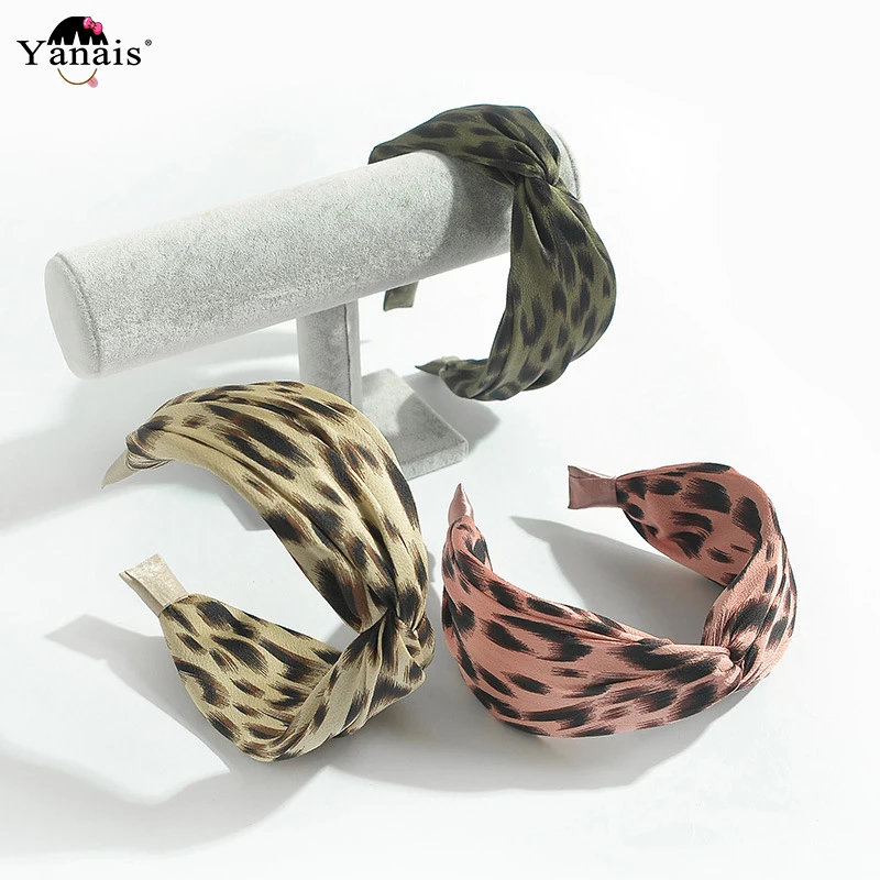 

Fashion Leopard Hair Band Turban Bezel Soft Knot Animal Pattern Hair Hoops Vintage for Women Girls Bow Headband Hairbands Hair Accessories