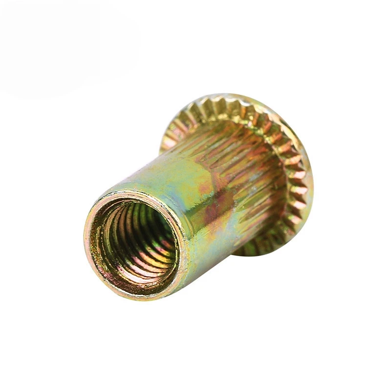 100 шт./компл. M3 M4 M5 M6 M8 оцинкованная с накаткой Rivnut плоской головкой заклепки с резьбой вставка из нержавеющей стали Nutsert Кепки заклепочная гайка ассортимент Hw111