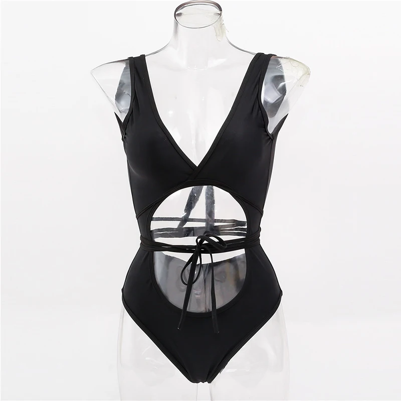 Цельный сплошной цвет Леопардовый полый бандаж женский купальник Сексуальная Пляжная одежда купальный костюм пуш-ап купальник боди