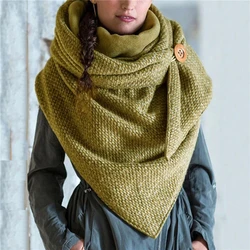Winter Women 2021 Fashion Scarf Soild Dot Printing Button Soft Wrap Casual Warm Scarves Shawls Scarf Women