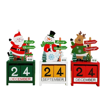 

Christmas Wooden Calendar Christmas Decorations Small Gift Countdown Desk Calendar Desktop Ornaments Calendar for Home Office
