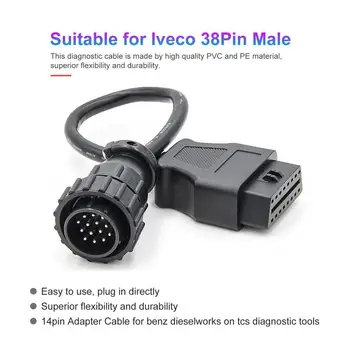 

Truck Cable Adapter Converter Cable OBD1 to OBD2 for benz 14Pin Sprinter Male to OBD2 16Pin Female Car Diagnostic Tool