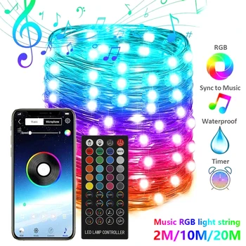 Usb Led String Licht 44-Key Bluetooth App Controle String Lights Lamp Waterdichte Outdoor Fairy Lights Voor Kerstboom decor Usb Led String Licht 44-Key Bluetooth App Controle String Lights Lamp Waterdichte Outdoor Fairy Lights Voor Kerstboom decor