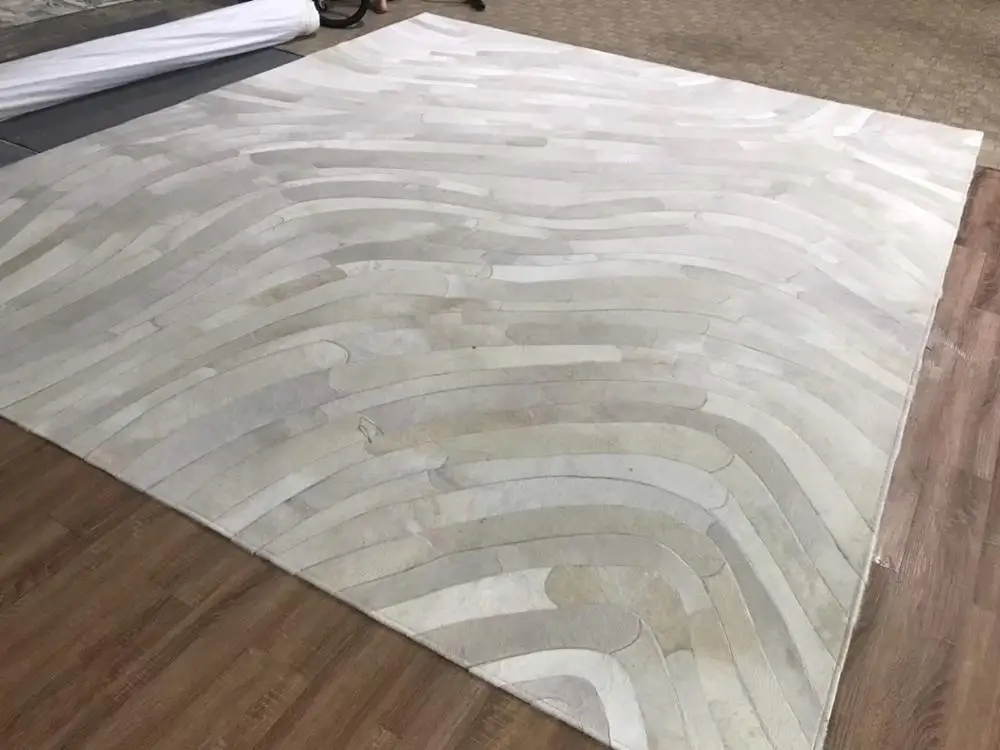 Ограниченная серия Современный серый ковер из воловьей кожи с мехом серии-A