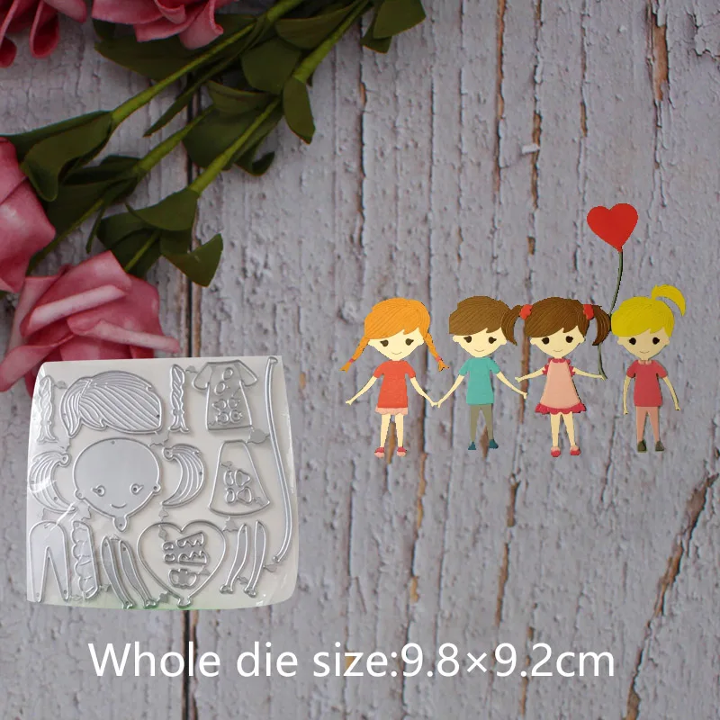 

9.8*9.2 cm Child dressup New Metal Cutting Dies New Stencils for DIY Scrapbooking Paper Cards Craft Making Craft Decoration