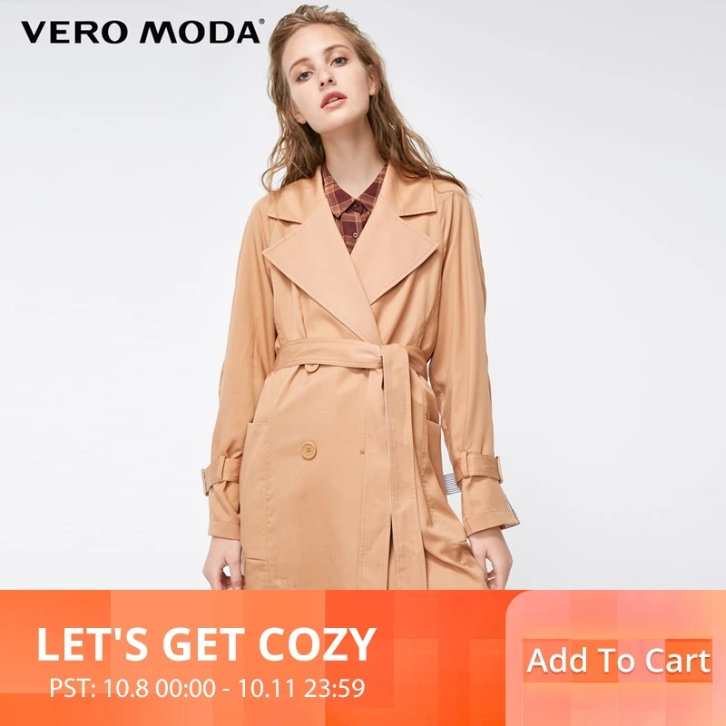 

Vero Moda 2019 New Arrivals Women's Lapel Drop-shoulder Pure Wind Coat Trench Coat | 318321529