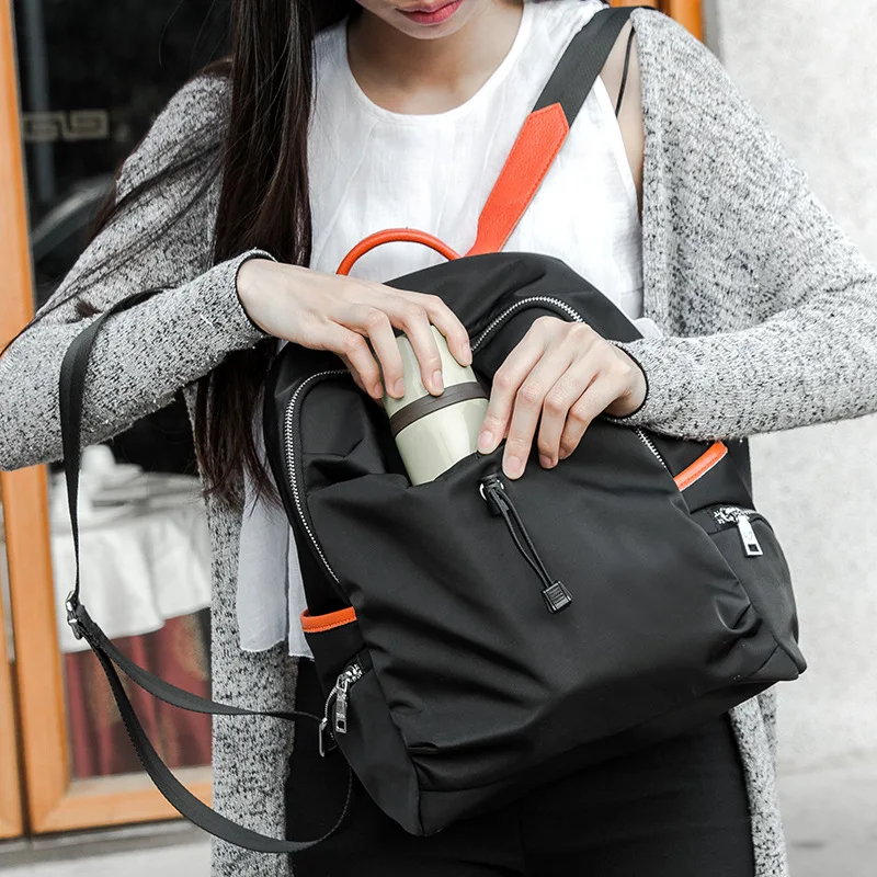 

2019 Korean-style New Style Backpack Oxford Cloth with WOMEN'S Cow Leather Bag Fashion Backpack