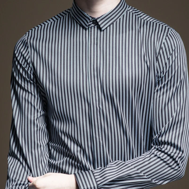 Blusas Limited Full Camisa Social Pinli осень Новая мужская рубашка в полоску с длинными рукавами для отдыха B193113092