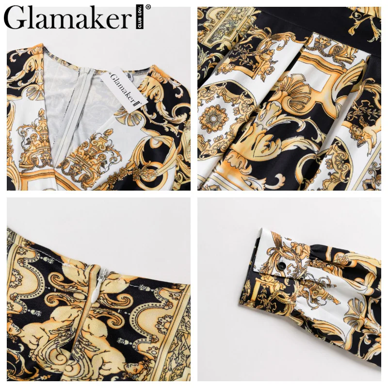 Glamaker, сексуальное мини-платье с принтом пейсли, женское летнее Клубное платье с длинным рукавом и высокой талией, женские винтажные вечерние элегантные платья vestido