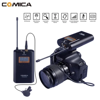 

COMICA CVM-WM100 PLUS UHF 48-Channels Mono/Stereo Wireless Camera Lavalier Microphone for Canon Nikon Panasonic Sony Camcorder