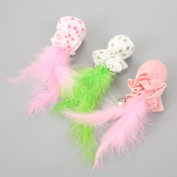 

Macaron Color Bell Ball Cat Toys Cute Wave Point Feather Cat Toy Kitten Interactive Ball Cat Toy Plush Bell Feather Pet Cat Toy