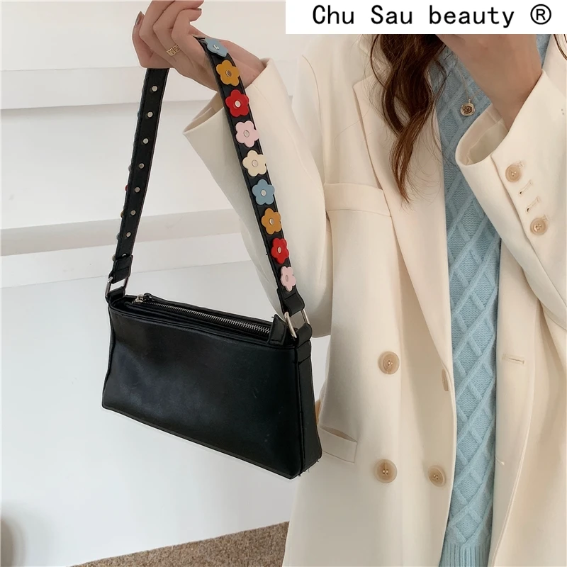 Vintage Flower Women Underarm Bag Soft PU Leather Ladies Baguette Small Square Shoulder Bags Fashion Girls Clutch Purse Handbags | Багаж и