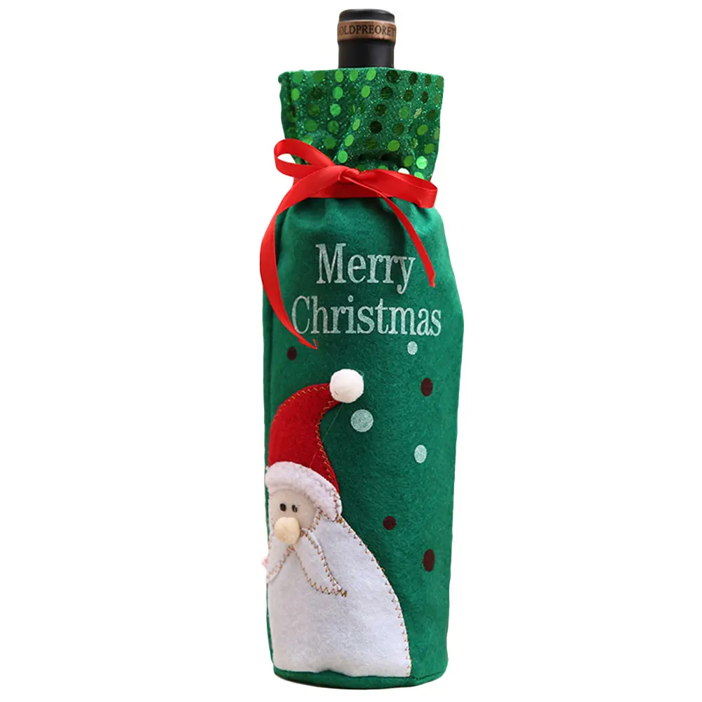 Christmas Sequins Wine Bottle Bag Xmas Santa Snowman Dinner Decor Cover Gifts - Цвет: santa claus