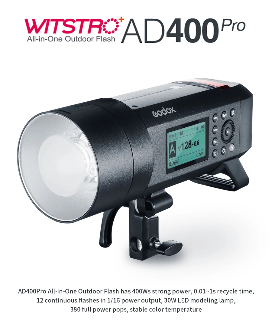 Godox Led Light Photography Lighting AD400 Pro WITSTRO Flash Li-on Battery TTL HSS 2.4G Wireless for Canon Nikon FUJIFILM