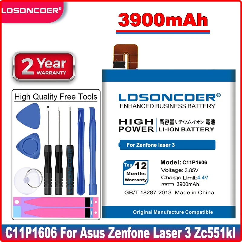 Аккумулятор LOSONCOER C11P1606 3900 мАч для смартфонов Asus Zenfone Laser 3 Zc551kl Z01BDA/BDC | Мобильные