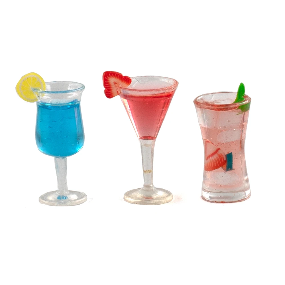 1Pcs 1/12 Dollhouse Miniature Accessories Mini Resin Cocktail Glass Model Simulation Wine Cup Drink  Toys for Doll House Decor