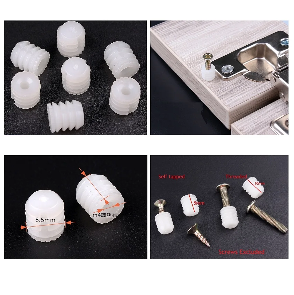 1000 шт./лот M4 нейлоновая гайка анкерная трубка заглушка шарнир для мебели шкафа