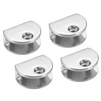 

uxcell Glass Shelf Brackets - Adjustable Zinc Alloy Glass Clamp Clip Holder Round for 8-10mm Thickness , 4 Pcs