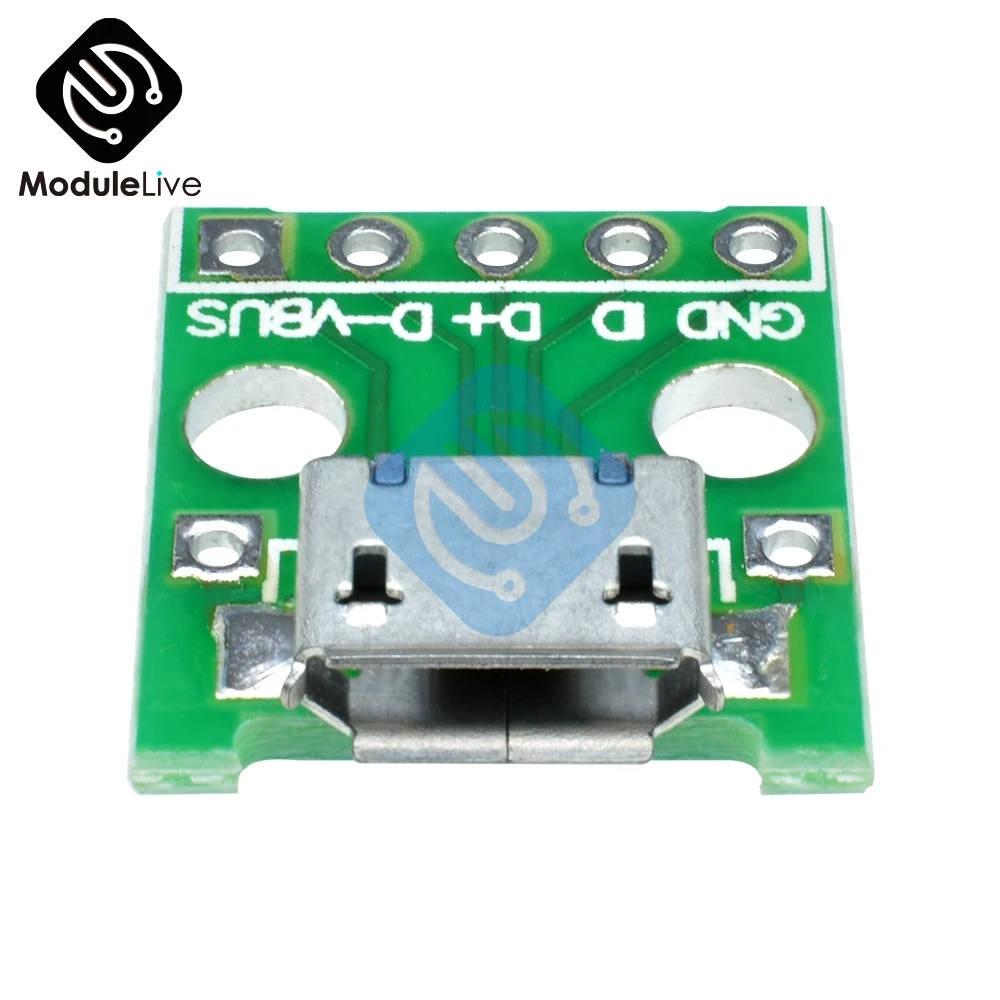 2,54 мм, Micro-USB для DIP адаптер 5pin женский Разъём b Тип PCB конвертер Pinboard 2,54 мм