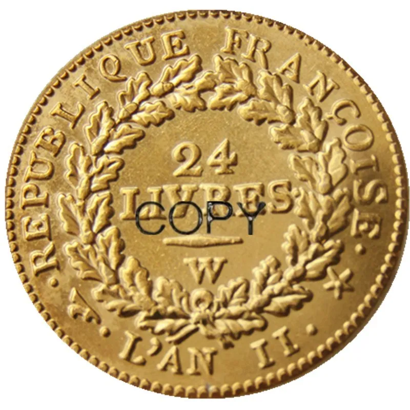 Франция набор(1793A 1793D 1793 W) 3 шт 24LIVRES Позолоченные копии монет - Цвет: 1793W