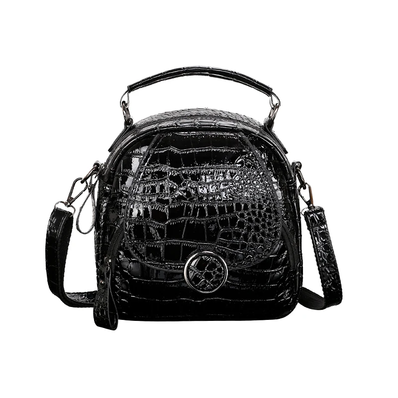 Fashion Pu Leather Women Backpacks Crocodile Pattern Vintage Small Shoulder Bag Female Alligator Sac A Dos Mochila Feminian New - Цвет: Черный