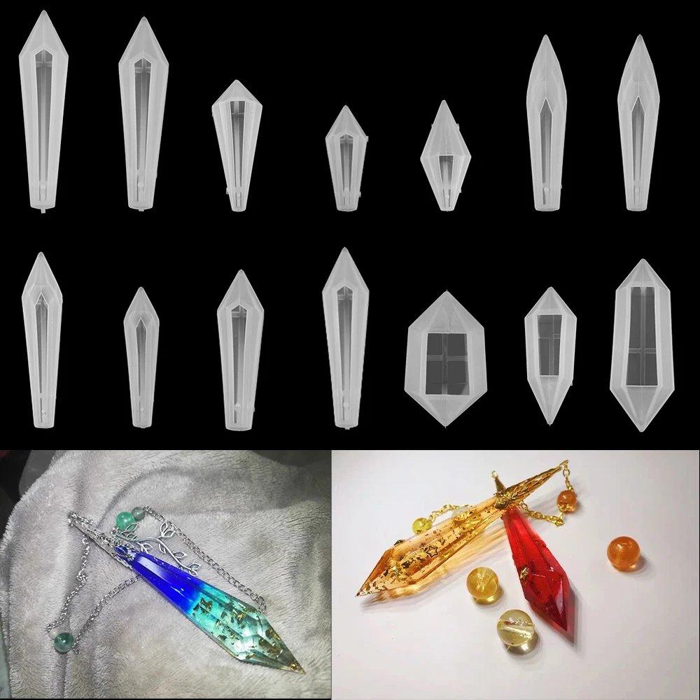 1pcs DIY Crystal Pendulum Epoxy Resin Molds Necklace Pendant UV Resin  Transparent Silicone Mould For Jewelry Finding Making Tool