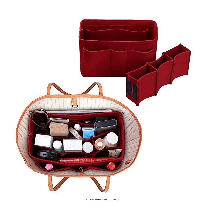 Felt Insert Bag Backpack Organizer Multi Pocket Makeup Storage Case Travel N7 