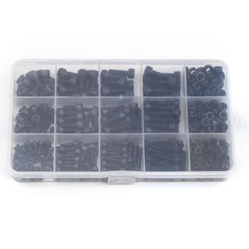 

Black Carbon-Steel Cylinder Column Hex Hexagon Screw Set 500Pcs/Set M3/M4/M5 Furniture Fastener Assorted Kit Hex Head Bolt