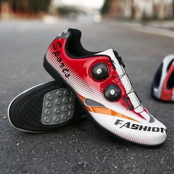 

Men Bicycle Sport Shoes Green Red Comfortable Male Walking Road Cycling Shoes Outdoor Man Mountain Bike Sneakers