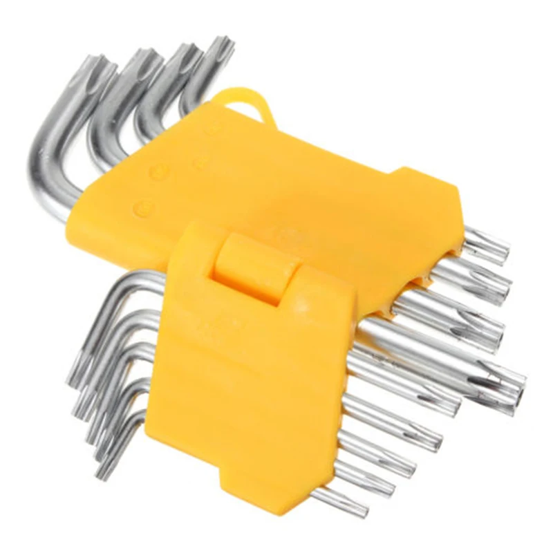 DWZ 9pcs/set Auto Anti Tamper Proof Torx Star Hex Key Wrench L-Shape T10-T50