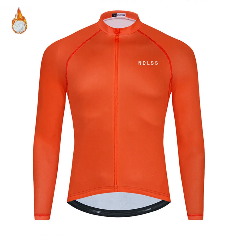 NDLSS Pro Зимняя Теплая Флисовая велосипедная Джерси с длинным рукавом MTB одежда Maillot