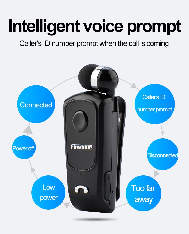Mini Bluetooth Headset Remind Vibration Wear Clip Sports Running Earphone for Phone FineBlue F920