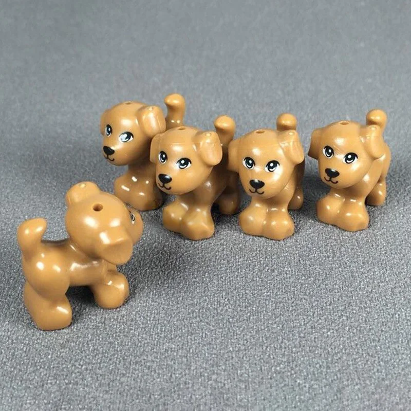 5Pcsset Animal Figures MOC Accessories Model Buidling Bricks Pet Dog Poodle Shepherd Building Blocks Kids DIY Toys (7)