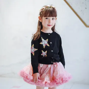 

Spring Autumn Baby Girl Princess Long Sleeve Knitted Coat Top Baby Sweater Sequin Star Cardigans Toddler Outerwear Winter