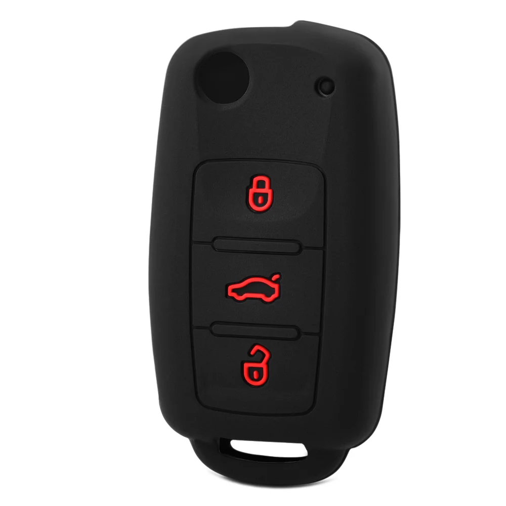 Силиконовый чехол для ключей автомобиля, чехол для VW Golf Bora Jetta POLO GOLF 5 6 Passat для Skoda Octavia A5 Fabia для сиденья Ibiza Leon - Название цвета: Red Buttons