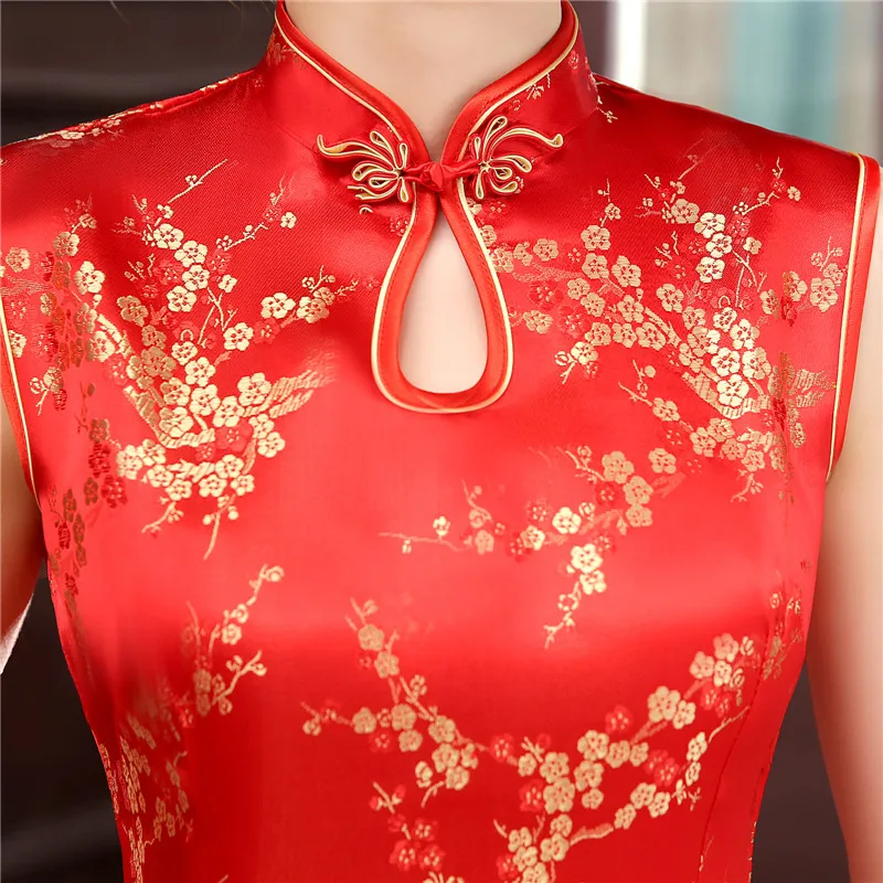 Традиционная китайская одежда женское платье длинное парча соблазнительное кимоно Cheongsam свадебное платье для невесты представление шоу